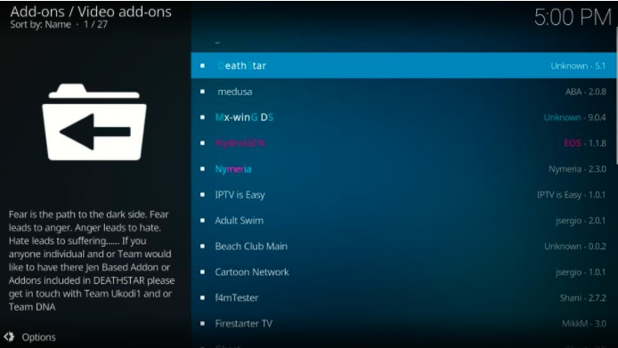 DeathStar Addon on kodi