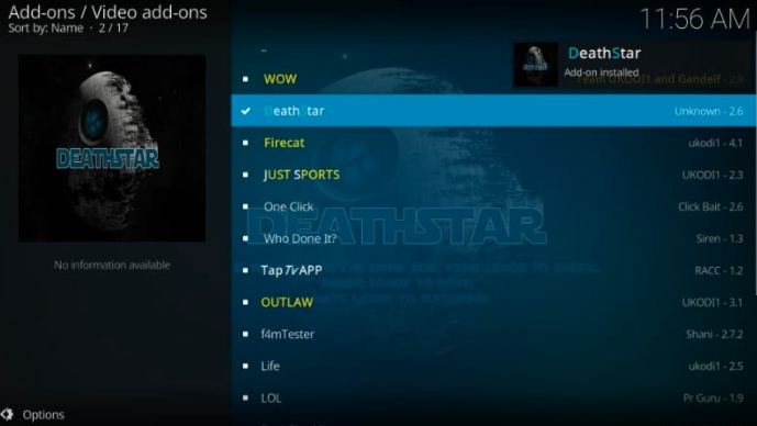 Deathstar Addon on Kodi 