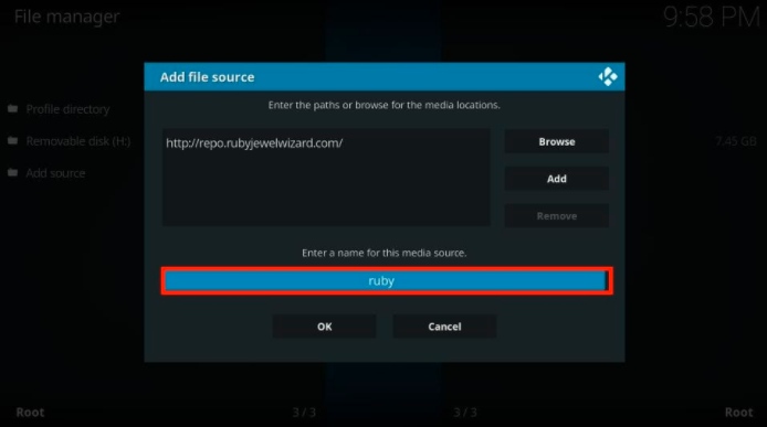 add ruby repo link in file manager