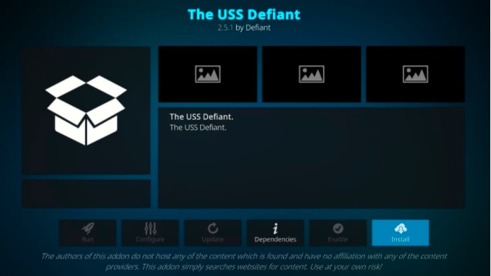 download the uss defiant addon for kodi