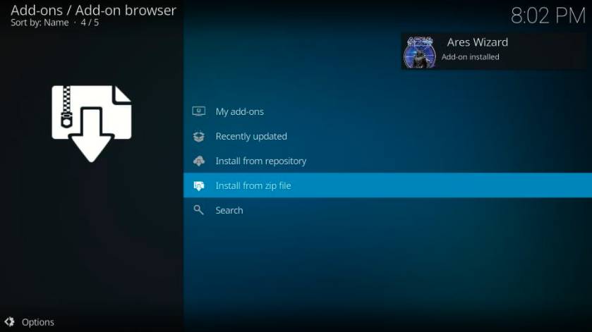 download notification of Ares wizard