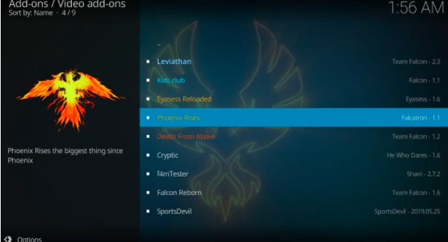 download phoenix rises addon on kodi