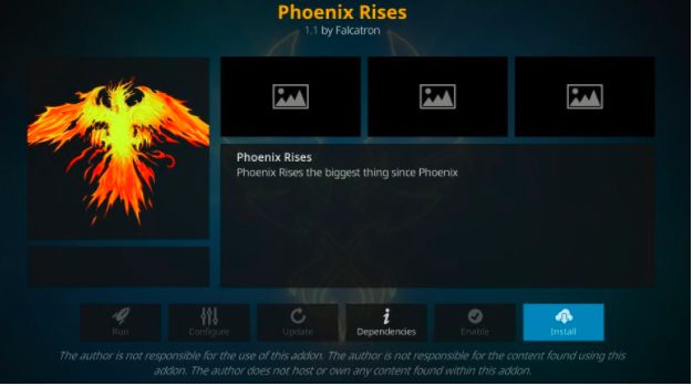 install phoenix rises kodi addon