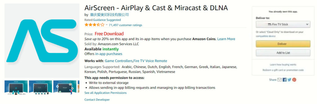 Search AirScreen on amazon site copy
